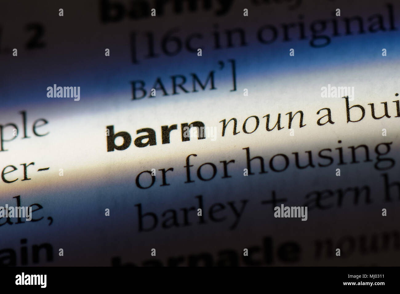 barn word in a dictionary. barn concept Stock Photo - Alamy