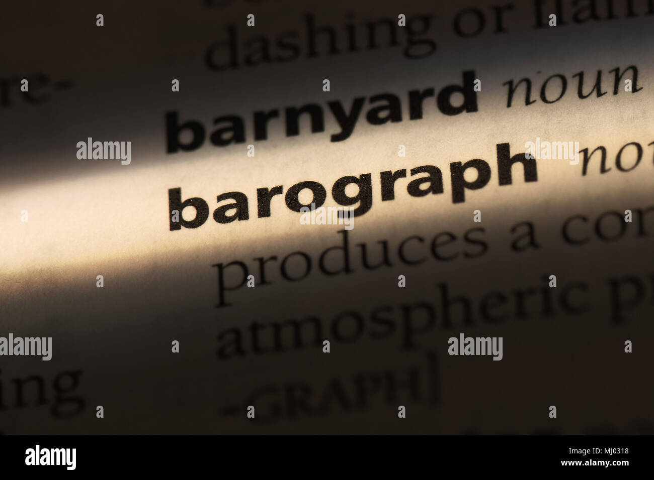 barograph word in a dictionary. barograph concept. Stock Photo