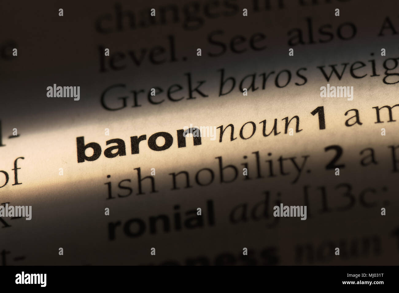 baron word in a dictionary. baron concept Stock Photo Alamy