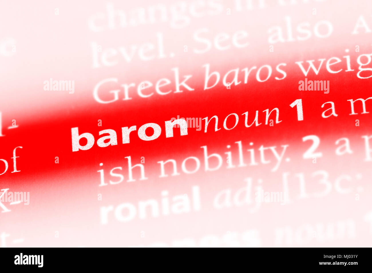 baron word in a dictionary. baron concept Stock Photo Alamy
