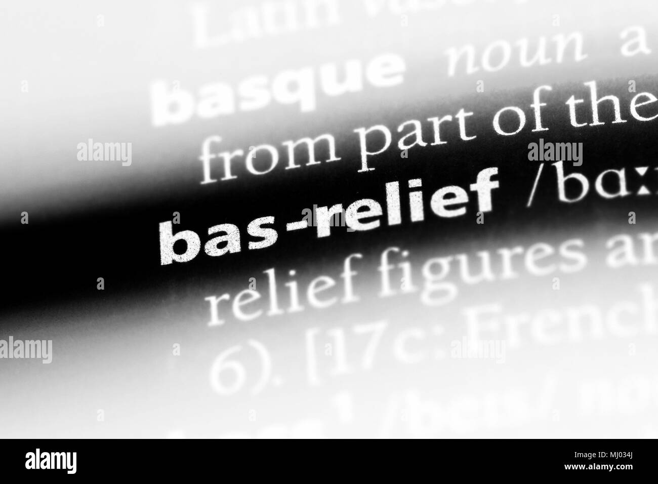 bas relief word in a dictionary. bas relief concept Stock Photo - Alamy