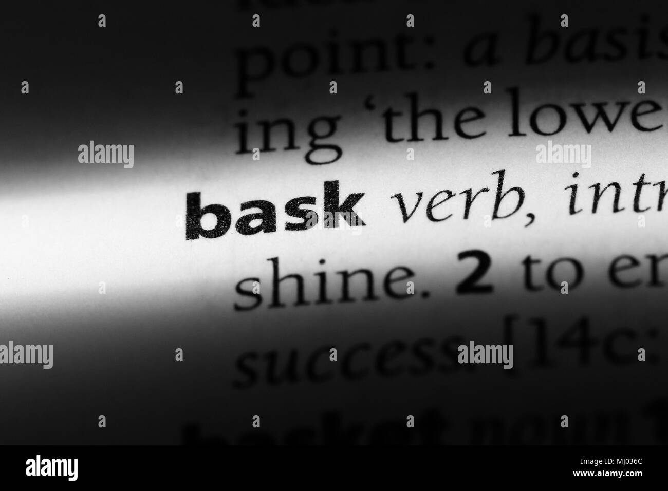 bask word in a dictionary. bask concept Stock Photo Alamy