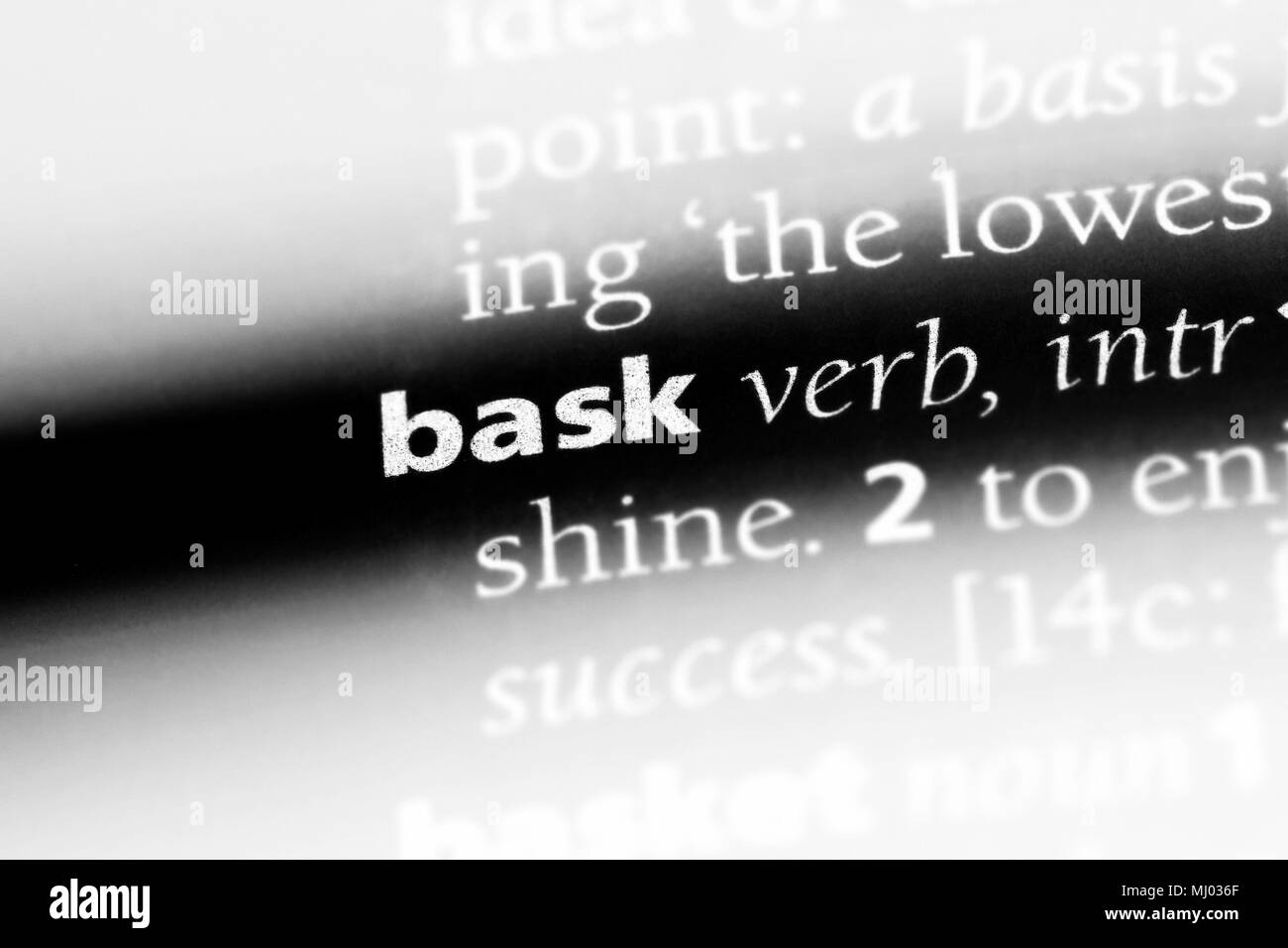 bask word in a dictionary. bask concept Stock Photo Alamy