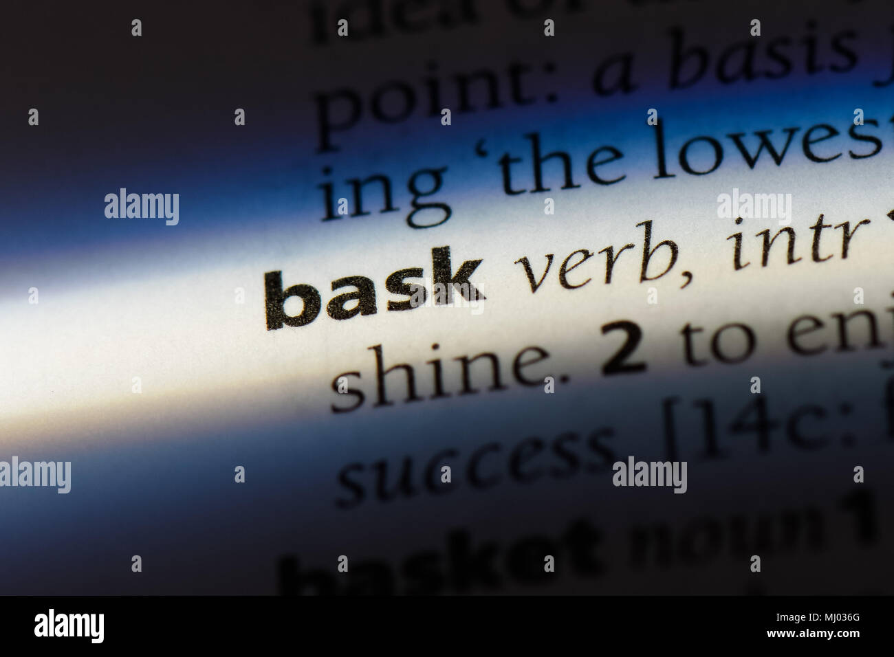 bask word in a dictionary. bask concept Stock Photo Alamy