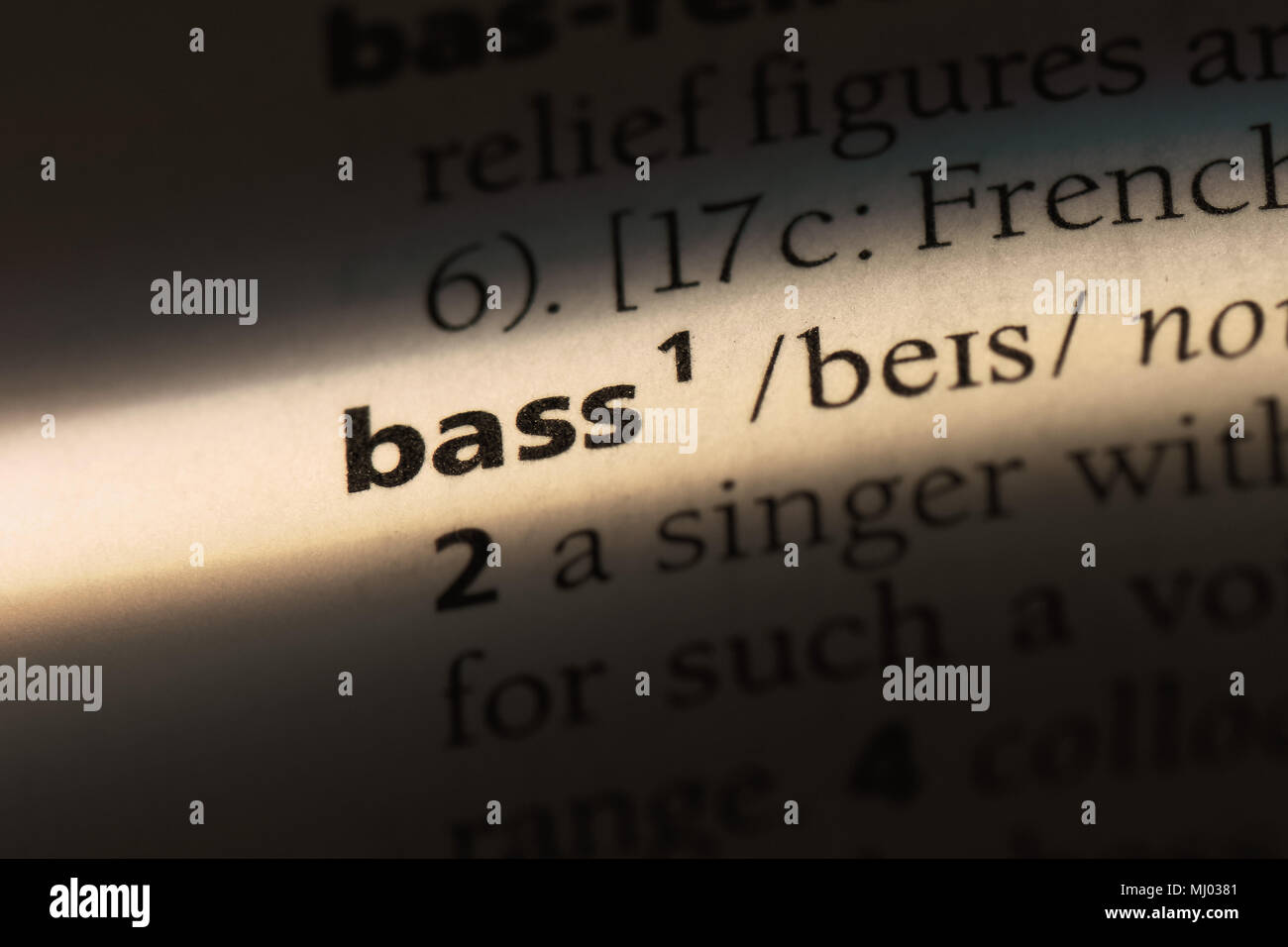 bass word in a dictionary. bass concept Stock Photo Alamy