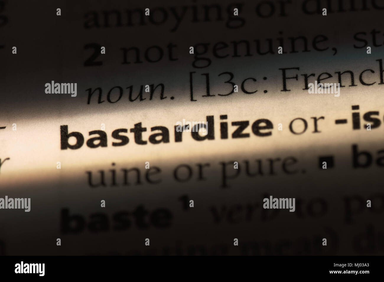 bastardize word in a dictionary. bastardize concept Stock Photo Alamy