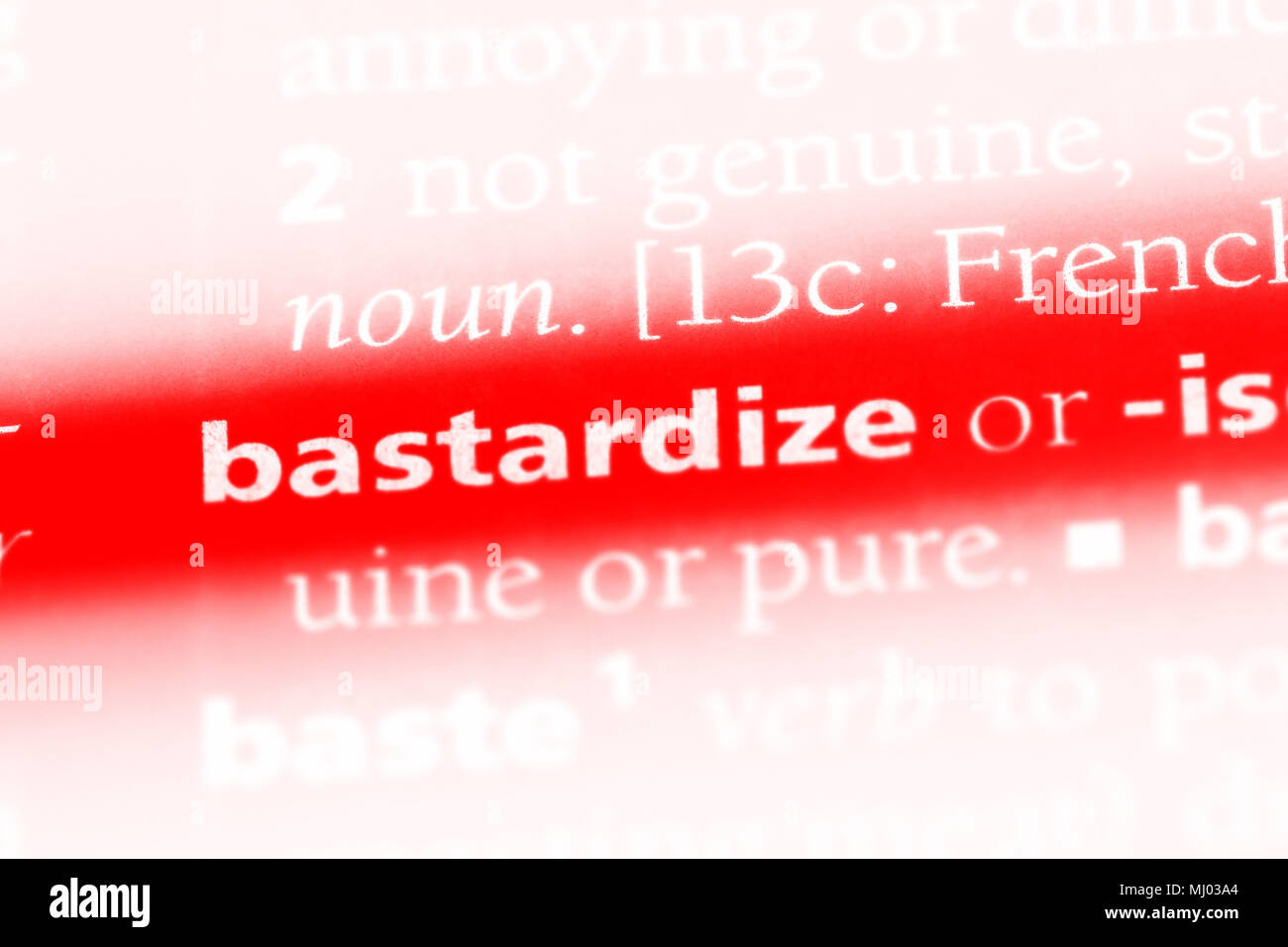 bastardize word in a dictionary. bastardize concept Stock Photo Alamy