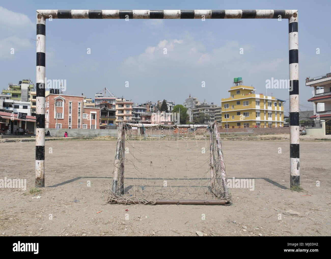 Goals on a football pitch in Kathmandu, Nepal Stock Photo Alamy