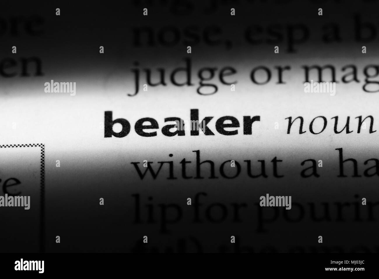 beaker word in a dictionary. beaker concept Stock Photo Alamy