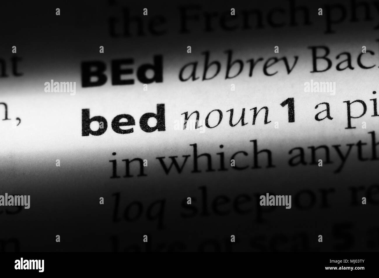 bed word in a dictionary. bed concept Stock Photo Alamy