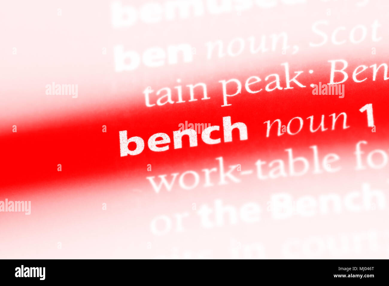 bench word in a dictionary. bench concept Stock Photo Alamy