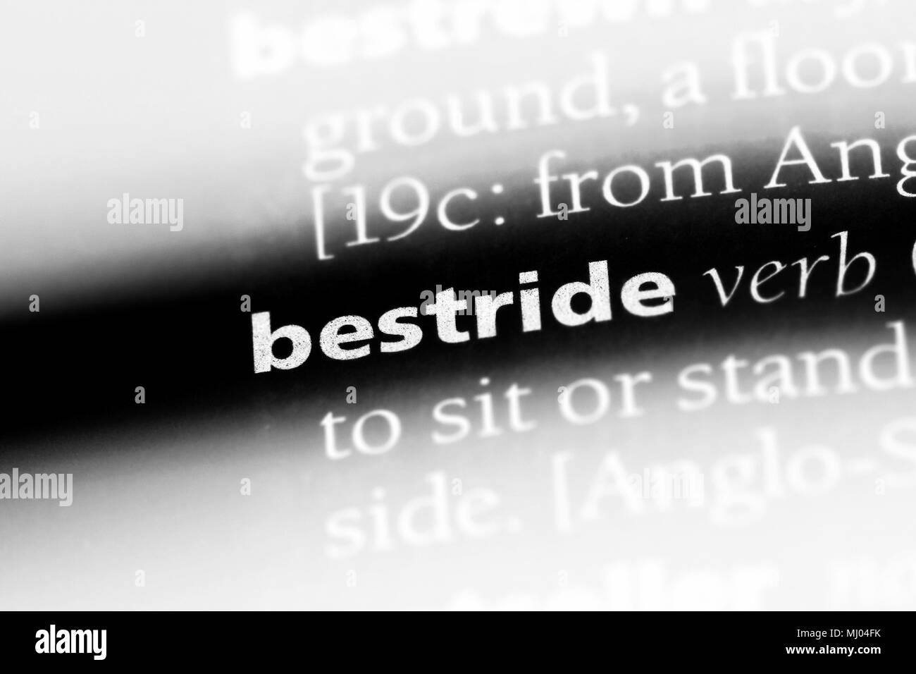 bestride word in a dictionary. bestride concept Stock Photo - Alamy