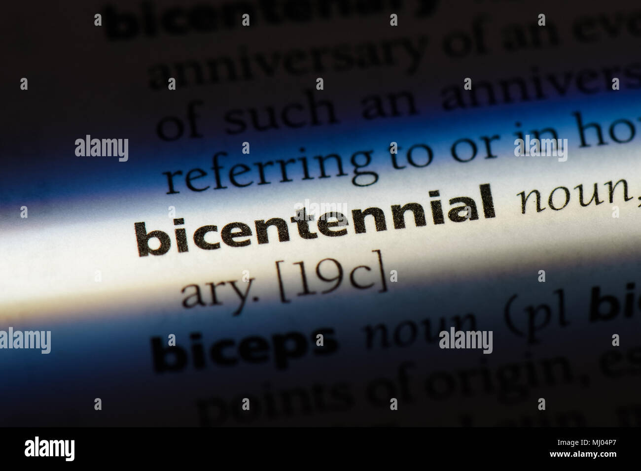 bicentennial word in a dictionary. bicentennial concept Stock Photo - Alamy