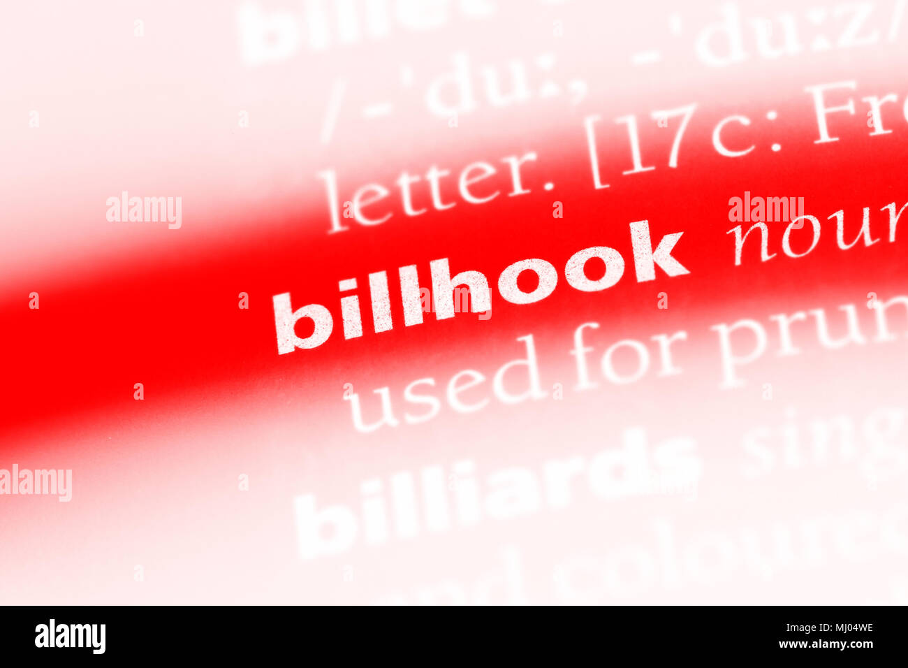 billhook word in a dictionary. billhook concept. Stock Photo