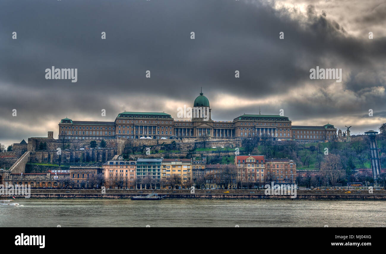 View of Buda Castle (Royal Palace) from Danube river - Budapest ...