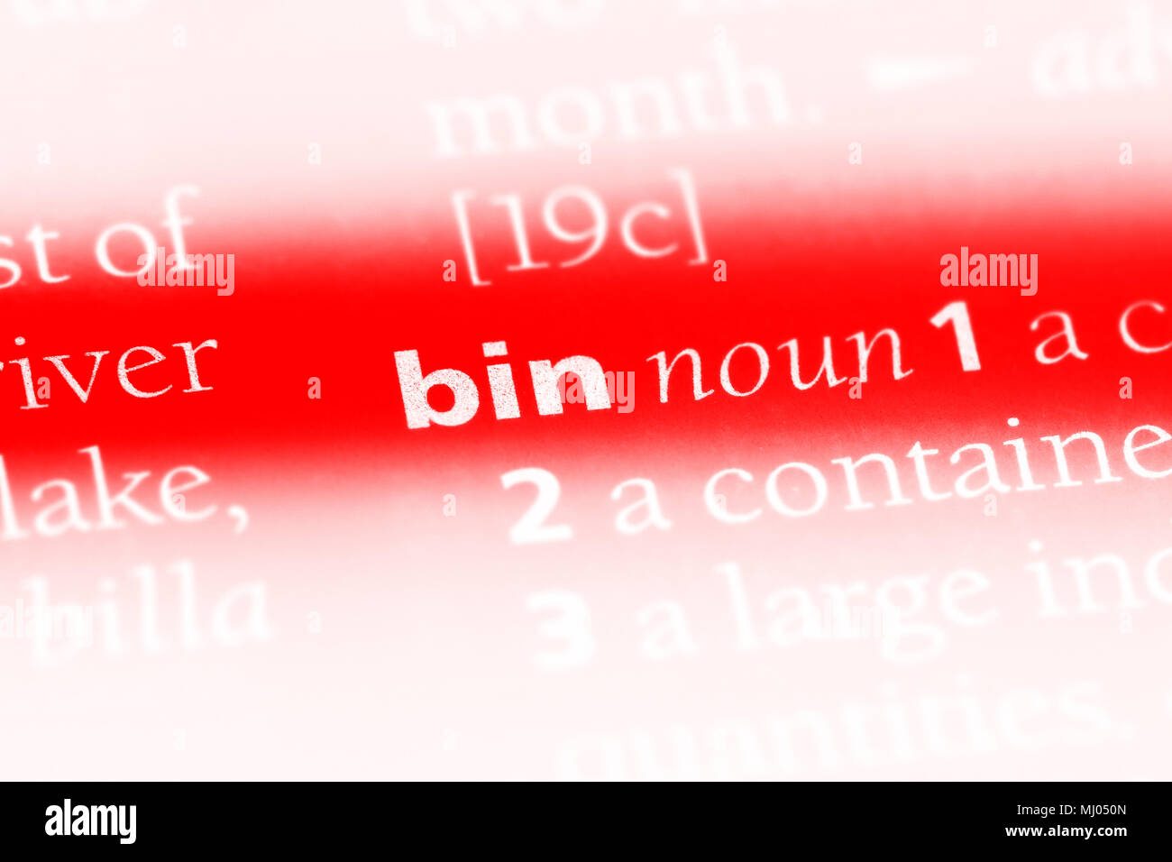 bin word in a dictionary. bin concept Stock Photo Alamy