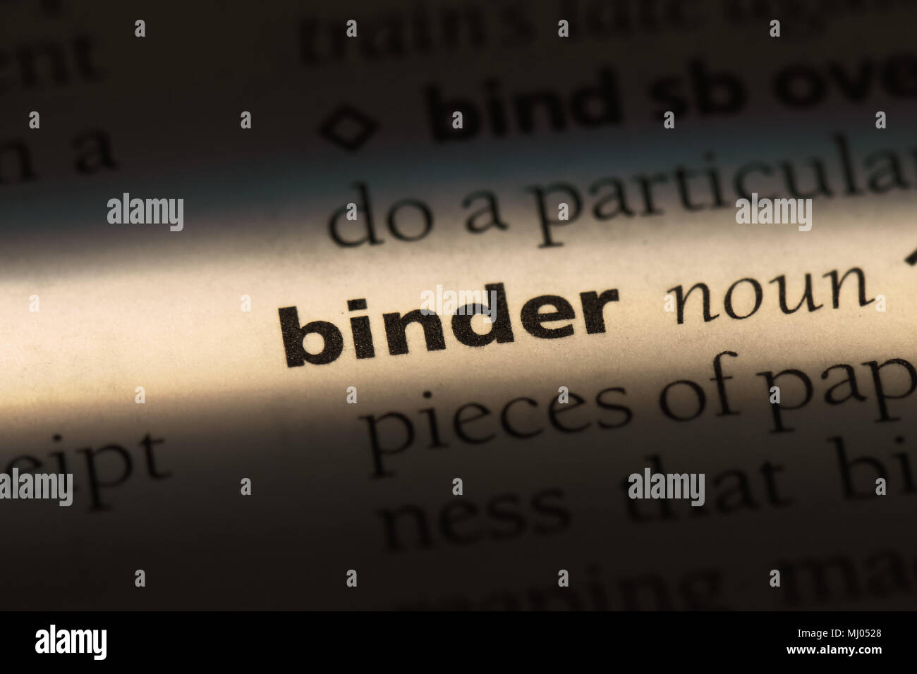 binder word in a dictionary. binder concept Stock Photo Alamy