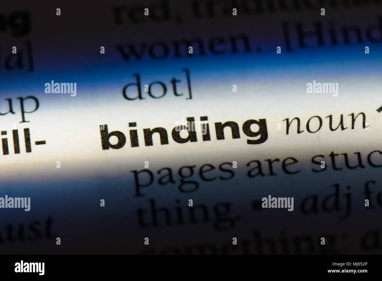 binding word in a dictionary. binding concept Stock Photo Alamy