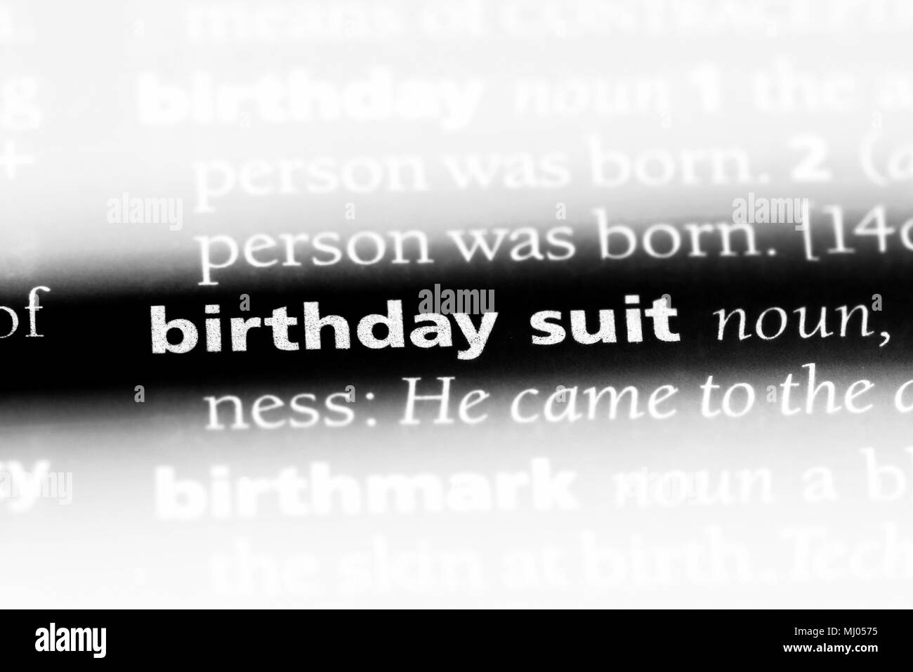 birthday suit word in a dictionary. birthday suit concept Stock Photo
