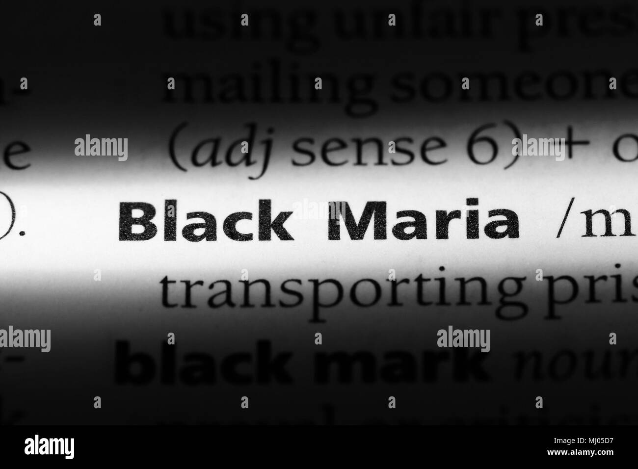 black maria word in a dictionary. black maria concept Stock Photo Alamy