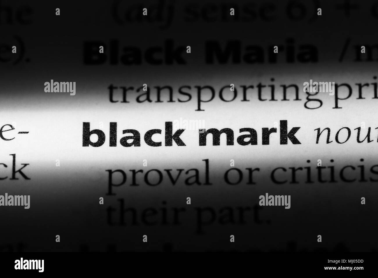 black mark word in a dictionary. black mark concept Stock Photo Alamy
