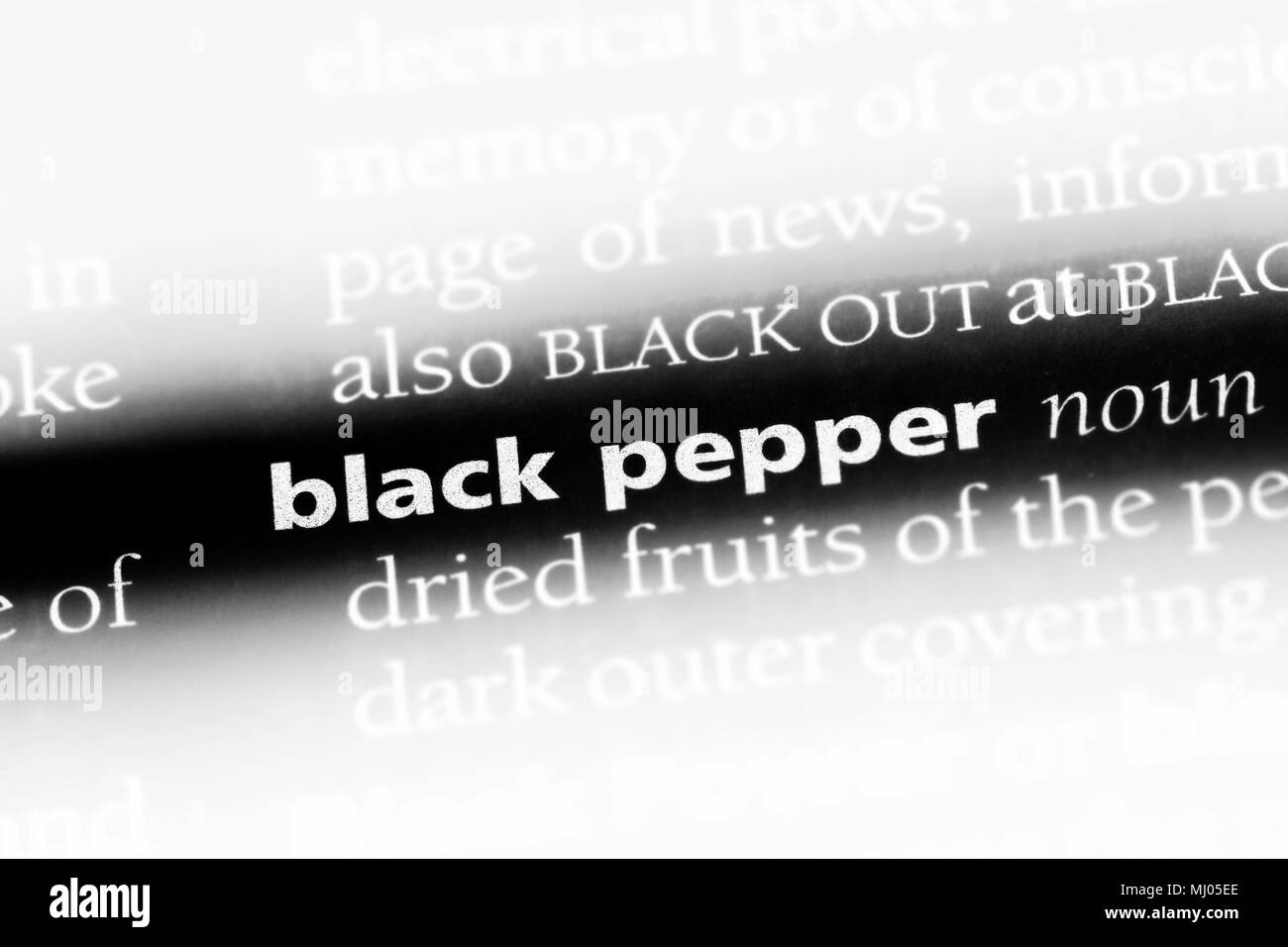 black pepper word in a dictionary. black pepper concept Stock Photo Alamy