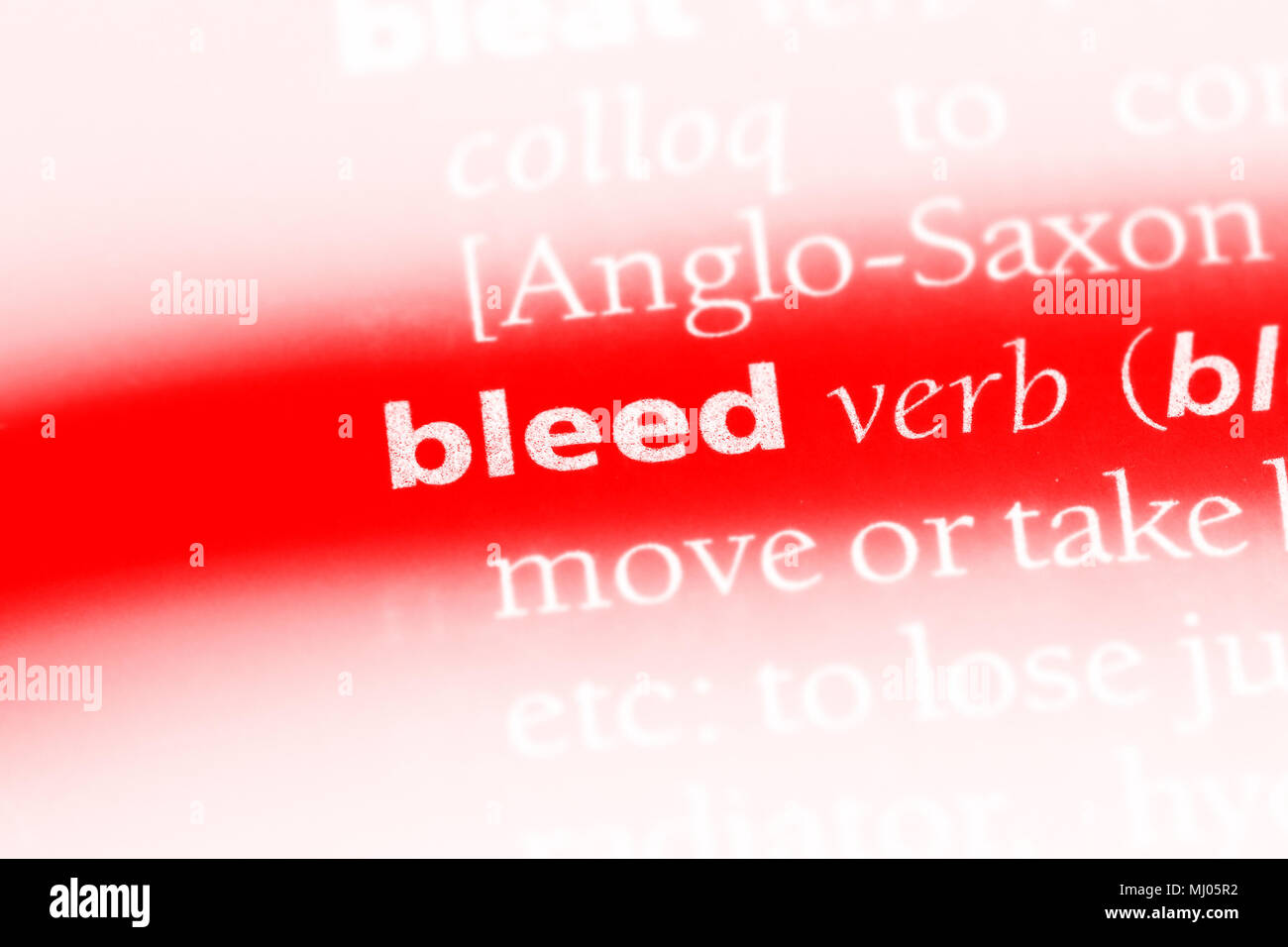 bleed word in a dictionary. bleed concept Stock Photo Alamy