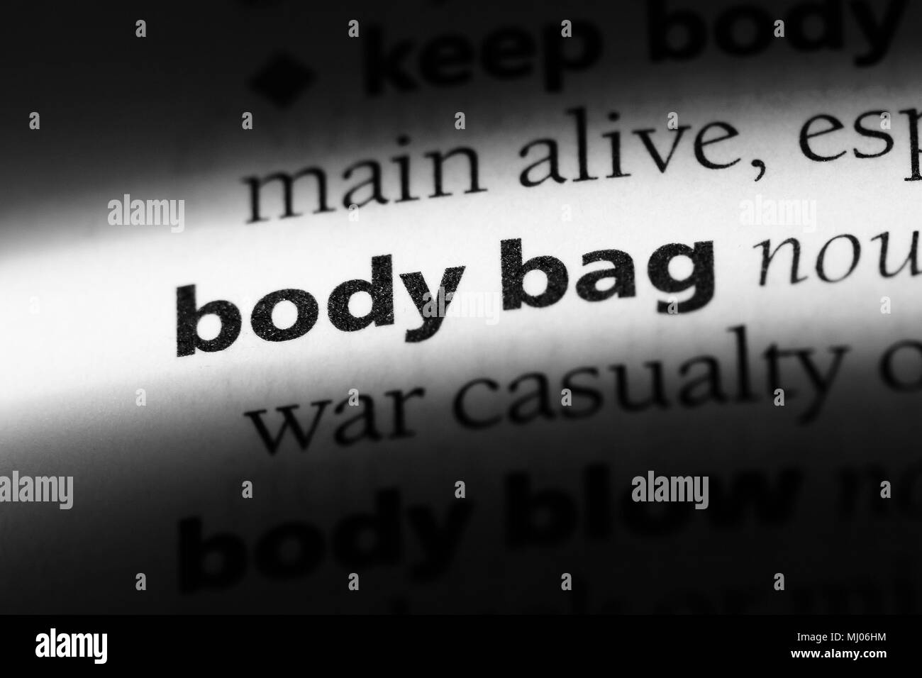 body bag word in a dictionary. body bag concept Stock Photo Alamy