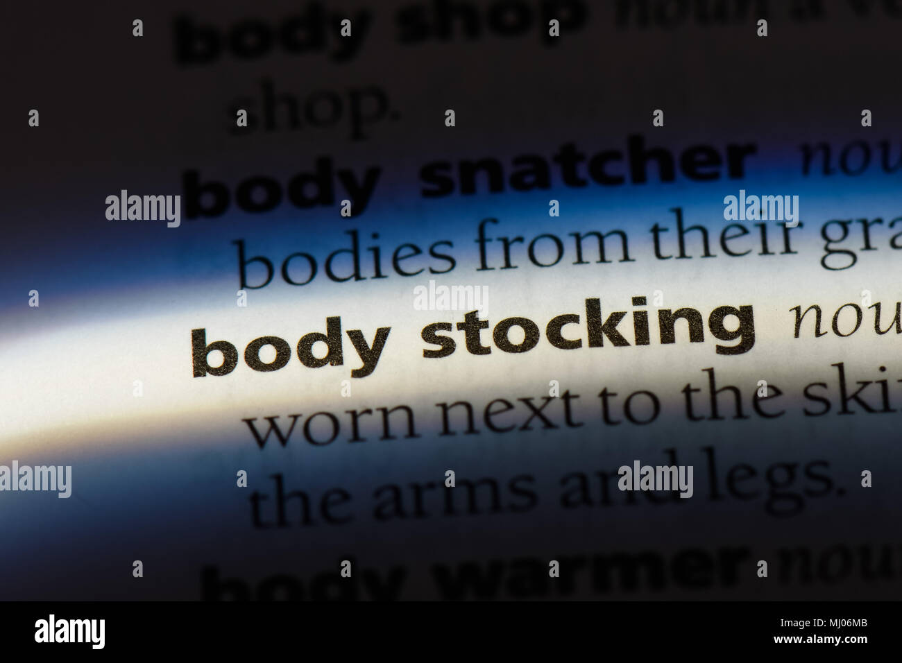 body stocking word in a dictionary. body stocking concept Stock Photo