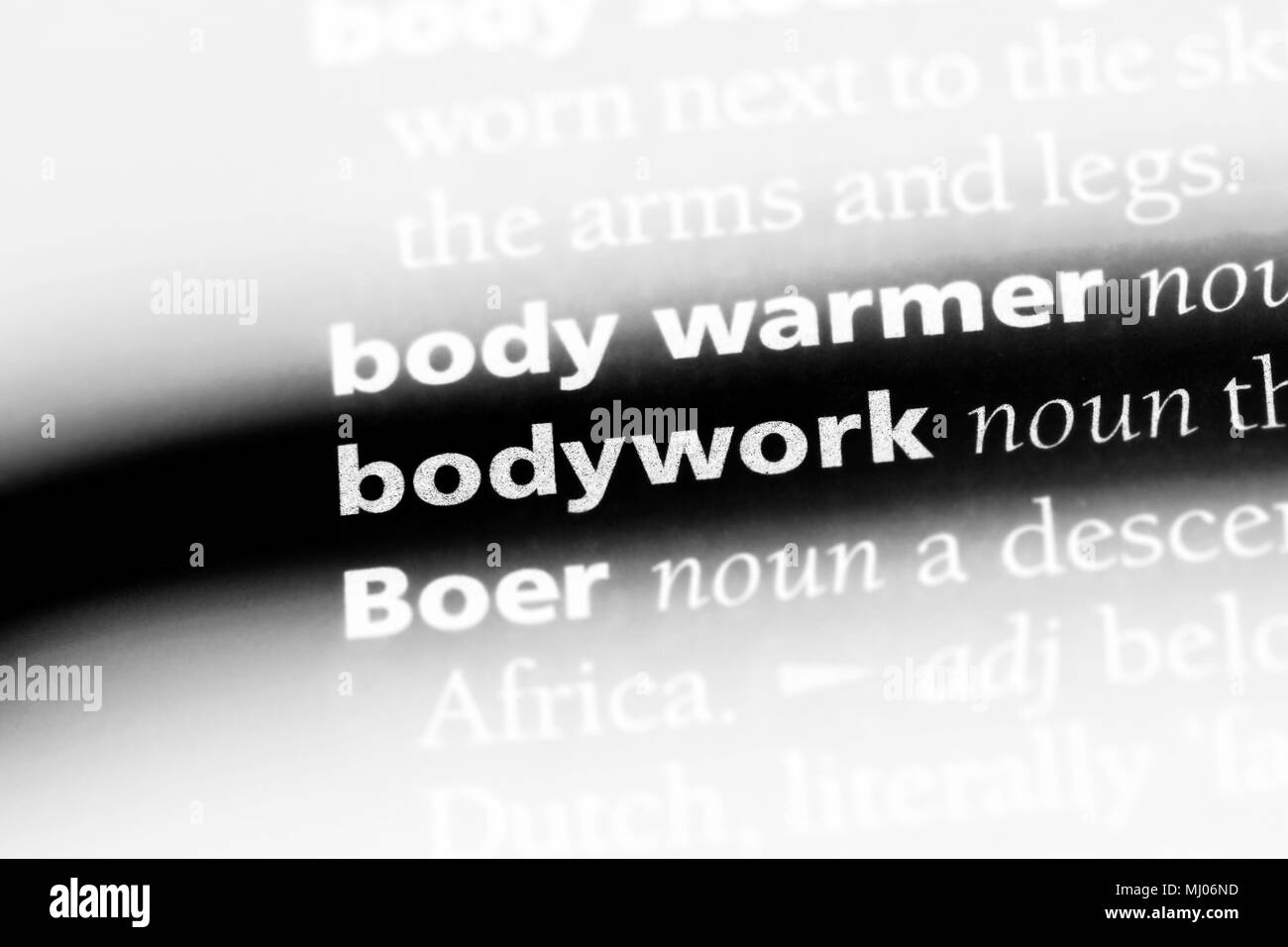bodywork word in a dictionary. bodywork concept Stock Photo Alamy