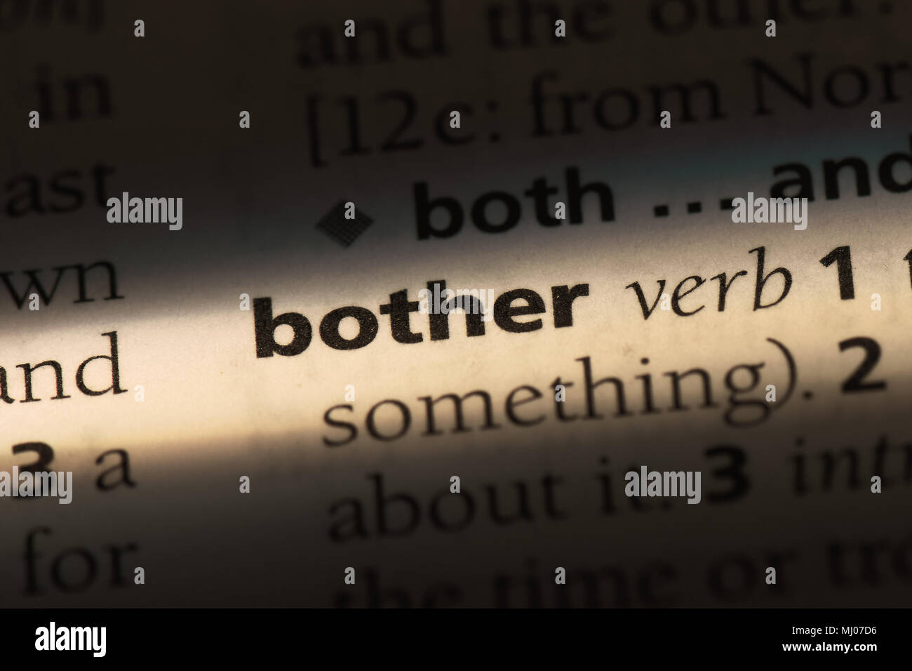bother word in a dictionary. bother concept Stock Photo Alamy