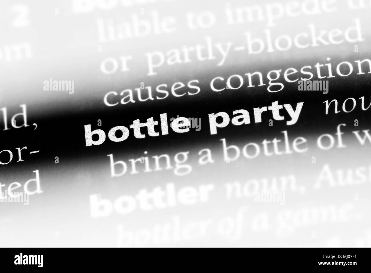 Definition word party in dictionary Black and White Stock Photos