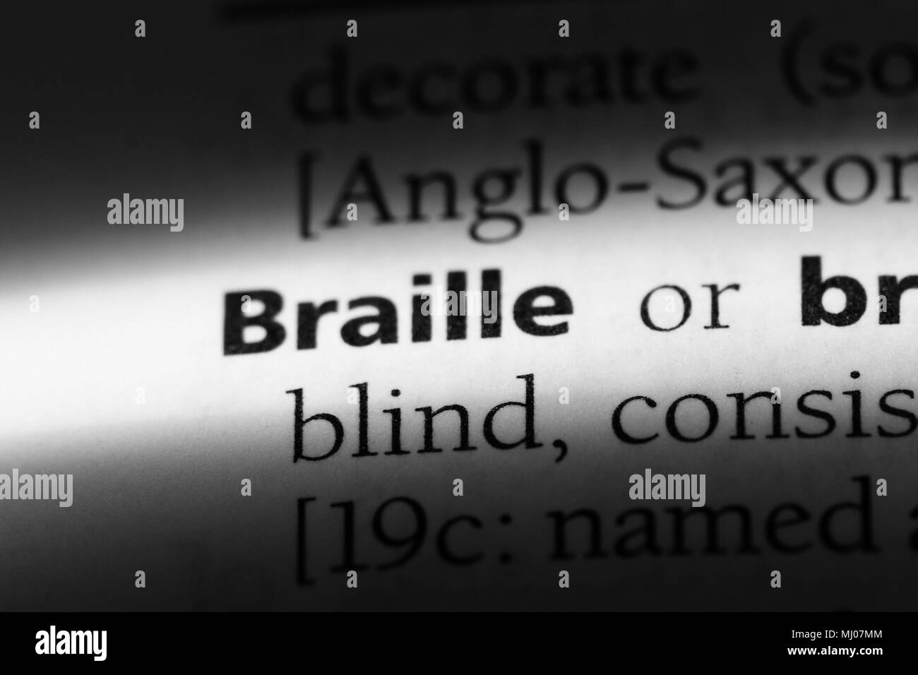 braille word in a dictionary. braille concept Stock Photo - Alamy