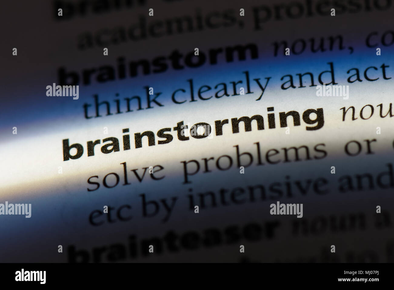 brainstorming word in a dictionary. brainstorming concept Stock Photo