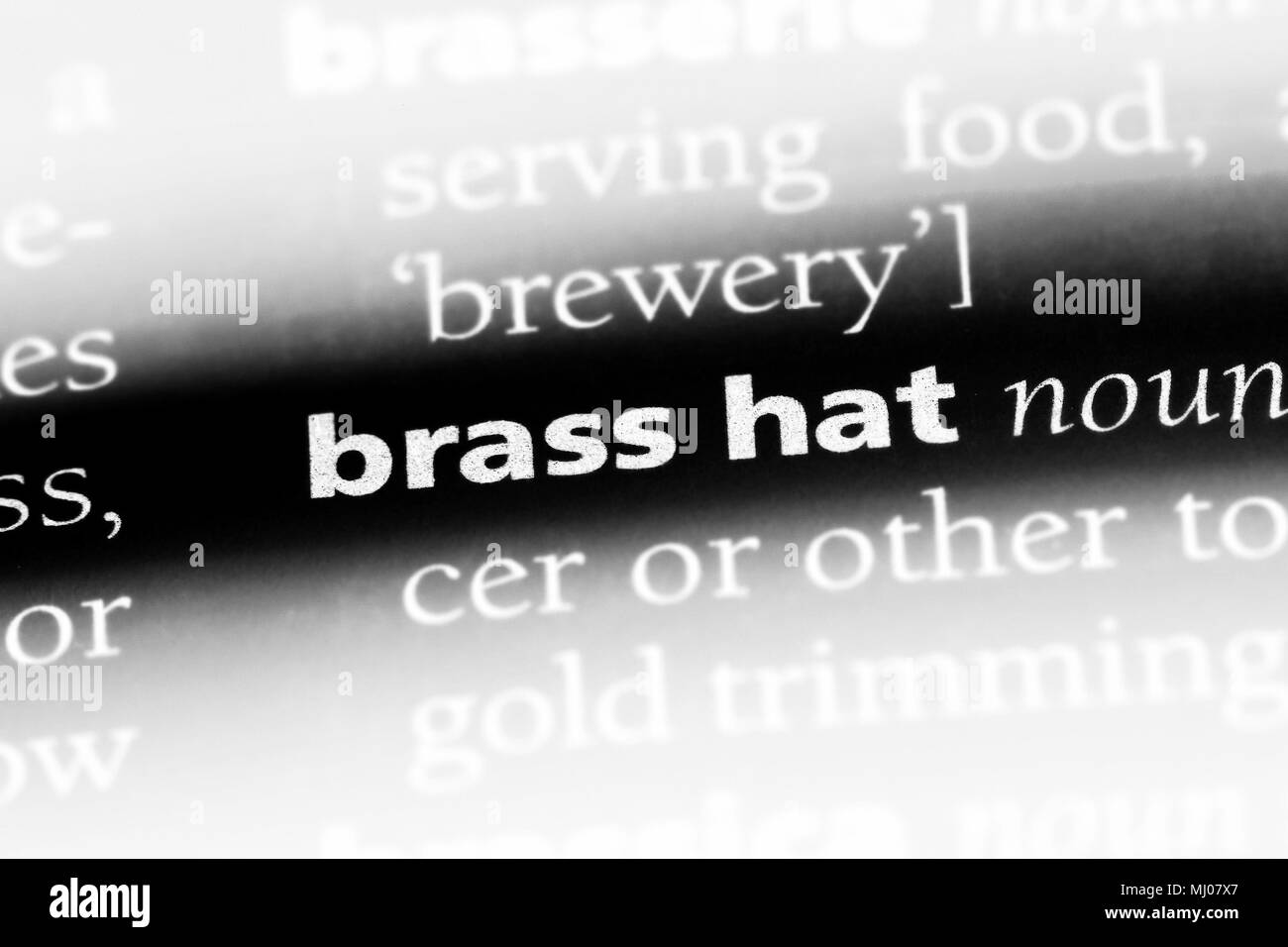 brass hat word in a dictionary. brass hat concept Stock Photo Alamy