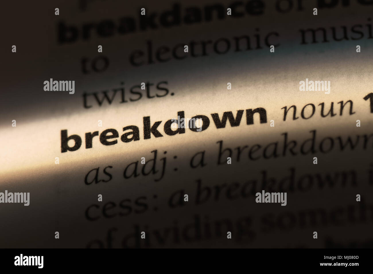 breakdown word in a dictionary. breakdown concept Stock Photo Alamy