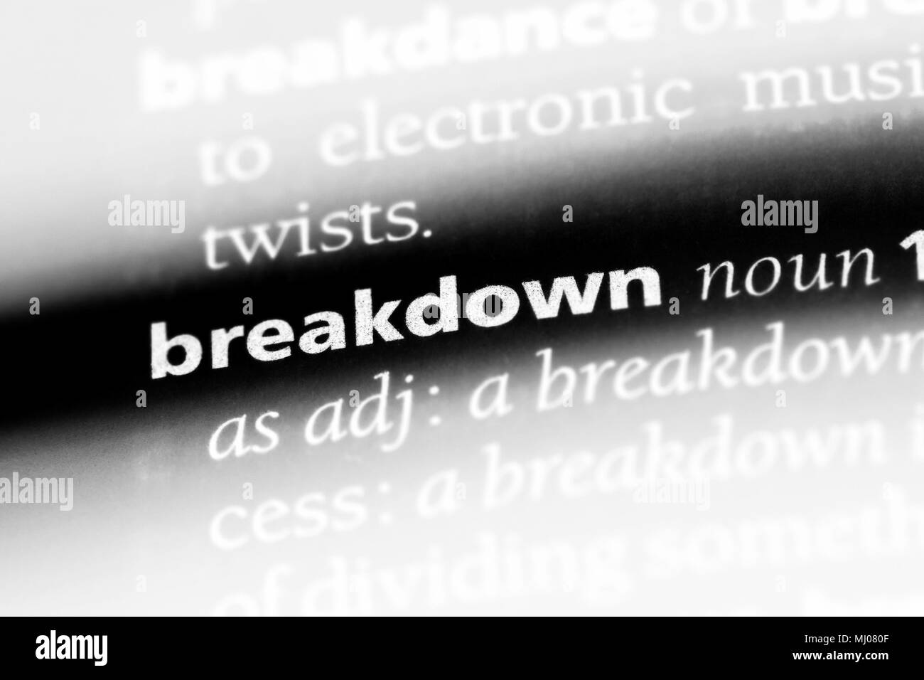 breakdown word in a dictionary. breakdown concept Stock Photo Alamy