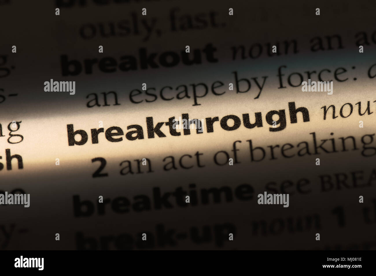 breakthrough word in a dictionary. breakthrough concept Stock Photo Alamy