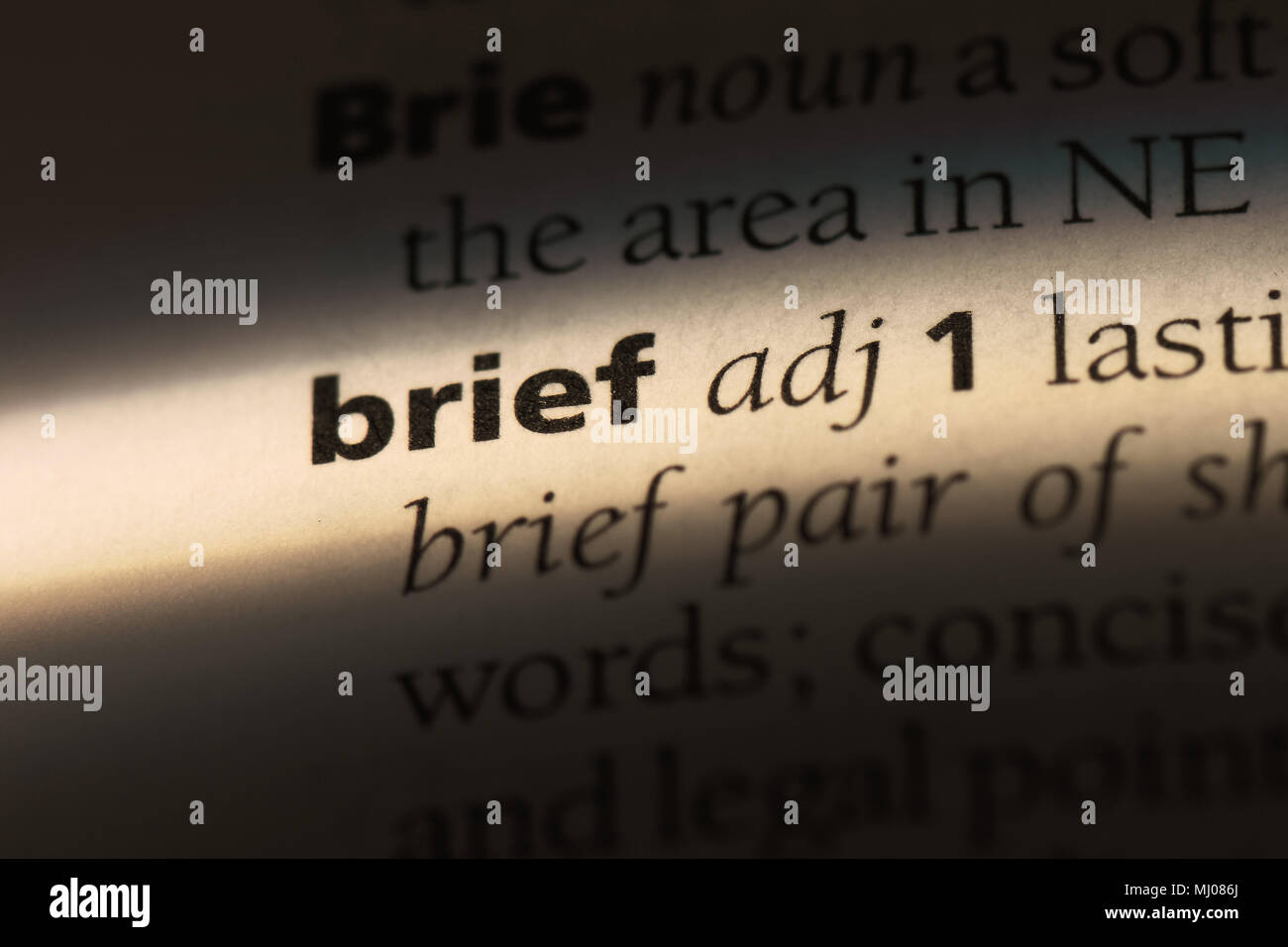 brief word in a dictionary. brief concept Stock Photo - Alamy