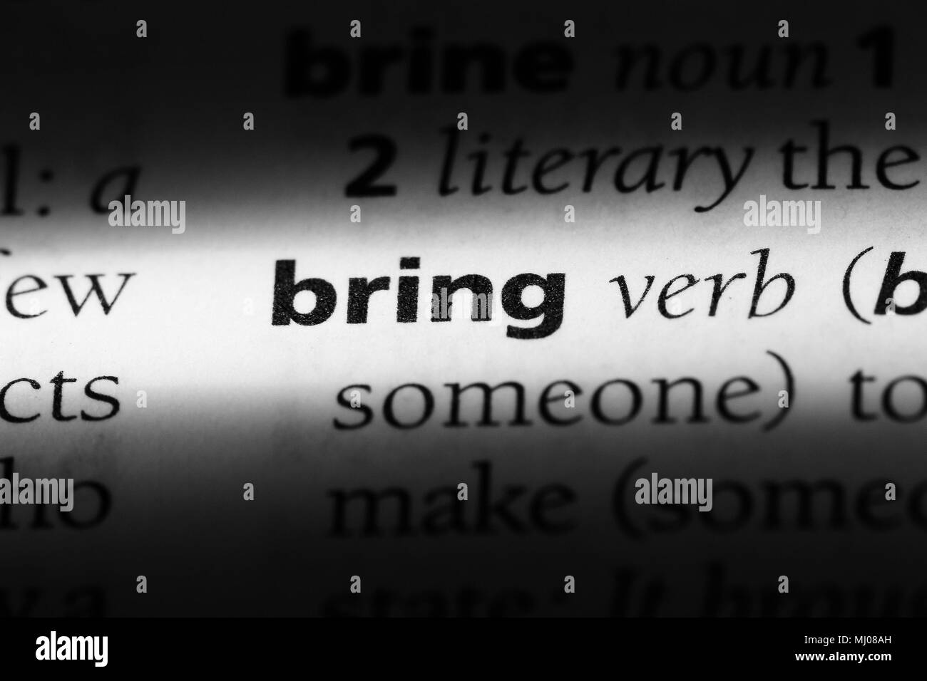 bring word in a dictionary. bring concept Stock Photo Alamy