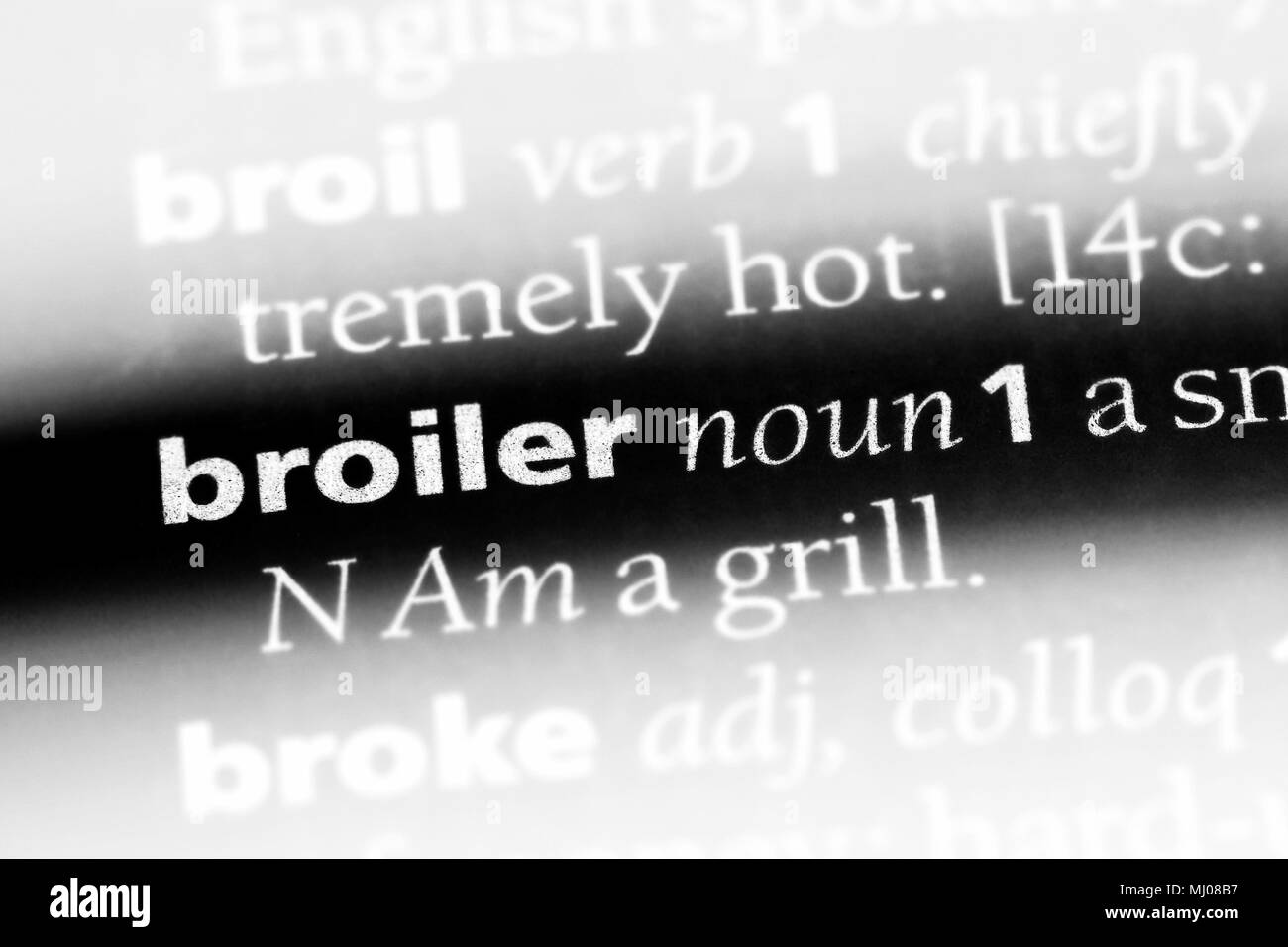 broiler word in a dictionary. broiler concept Stock Photo - Alamy