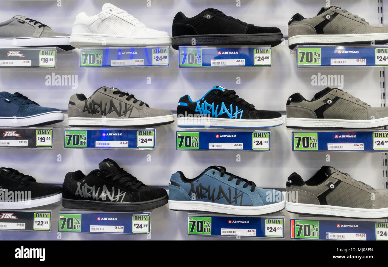 divorce Christian boss Airwalk shoes in Sports Direct store. UK Stock Photo - Alamy