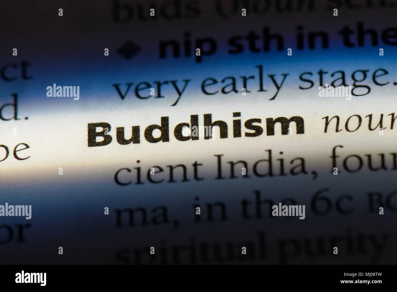 buddhism word in a dictionary. buddhism concept Stock Photo Alamy