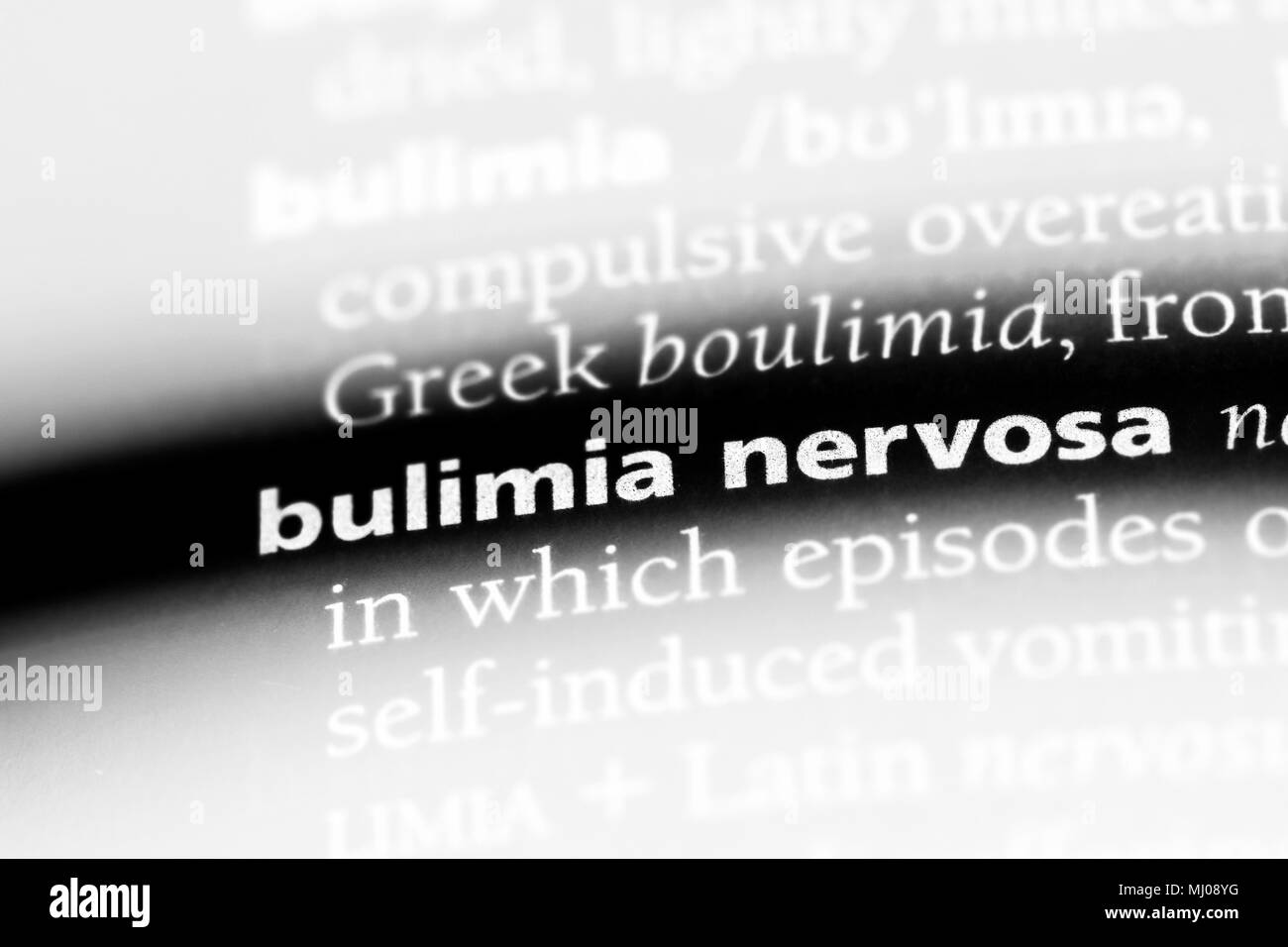 bulimia nervosa word in a dictionary. bulimia nervosa concept. Stock Photo
