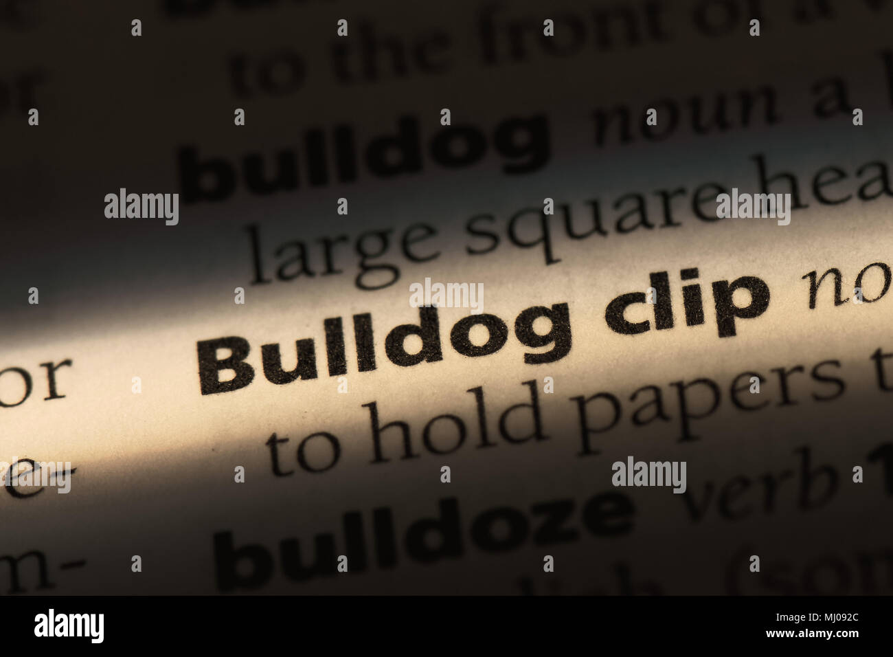 bulldog clip word in a dictionary. bulldog clip concept Stock Photo - Alamy