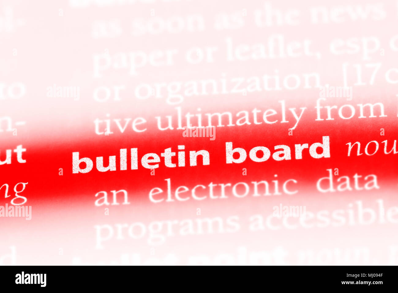 bulletin board word in a dictionary. bulletin board concept Stock Photo