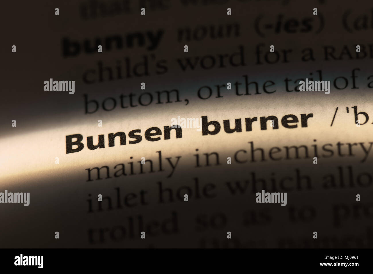 bunsen burner word in a dictionary. bunsen burner concept Stock Photo Alamy