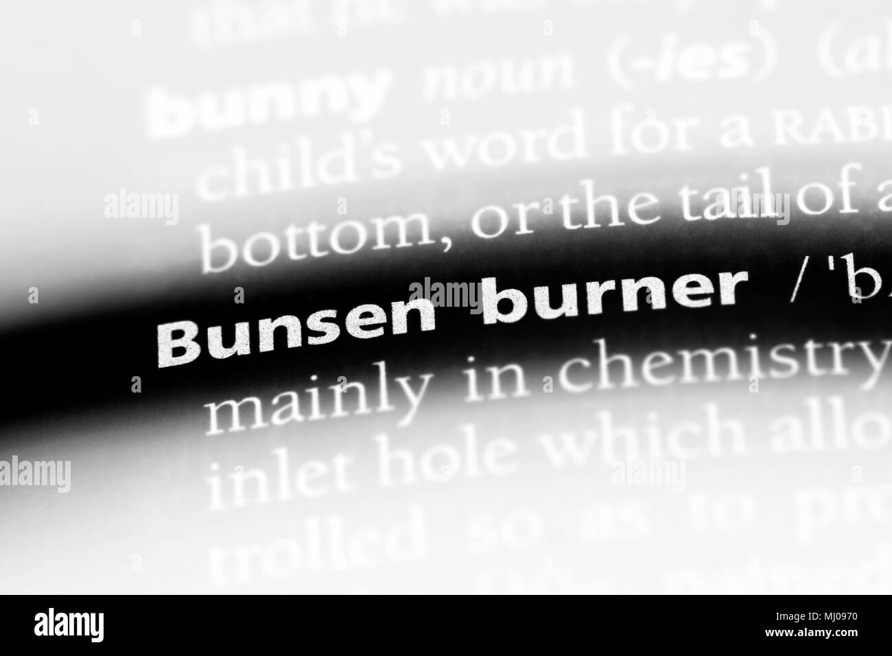 bunsen burner word in a dictionary. bunsen burner concept Stock Photo Alamy
