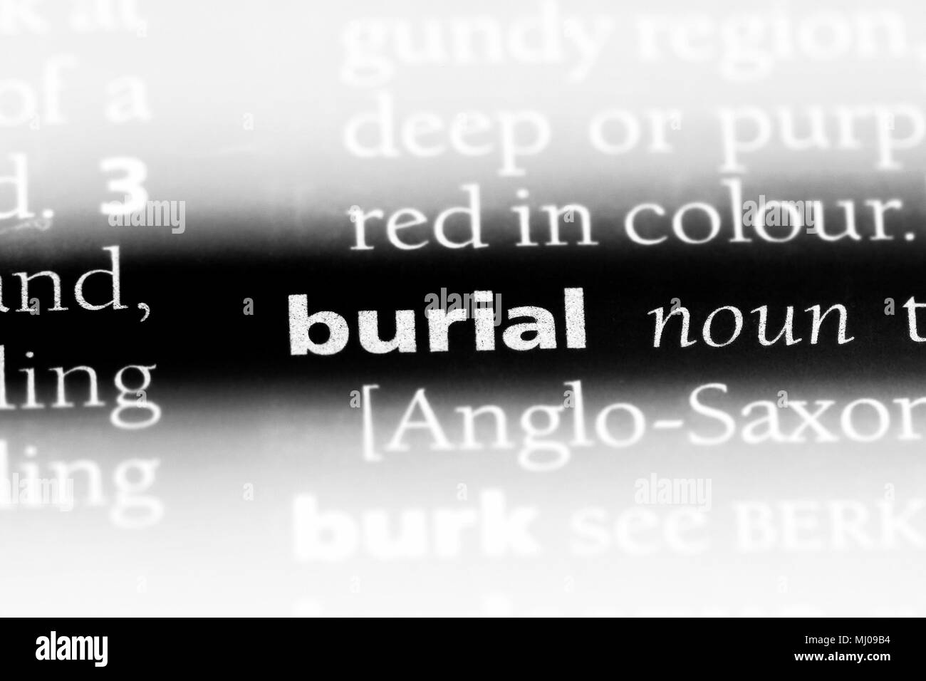 burial word in a dictionary. burial concept Stock Photo Alamy