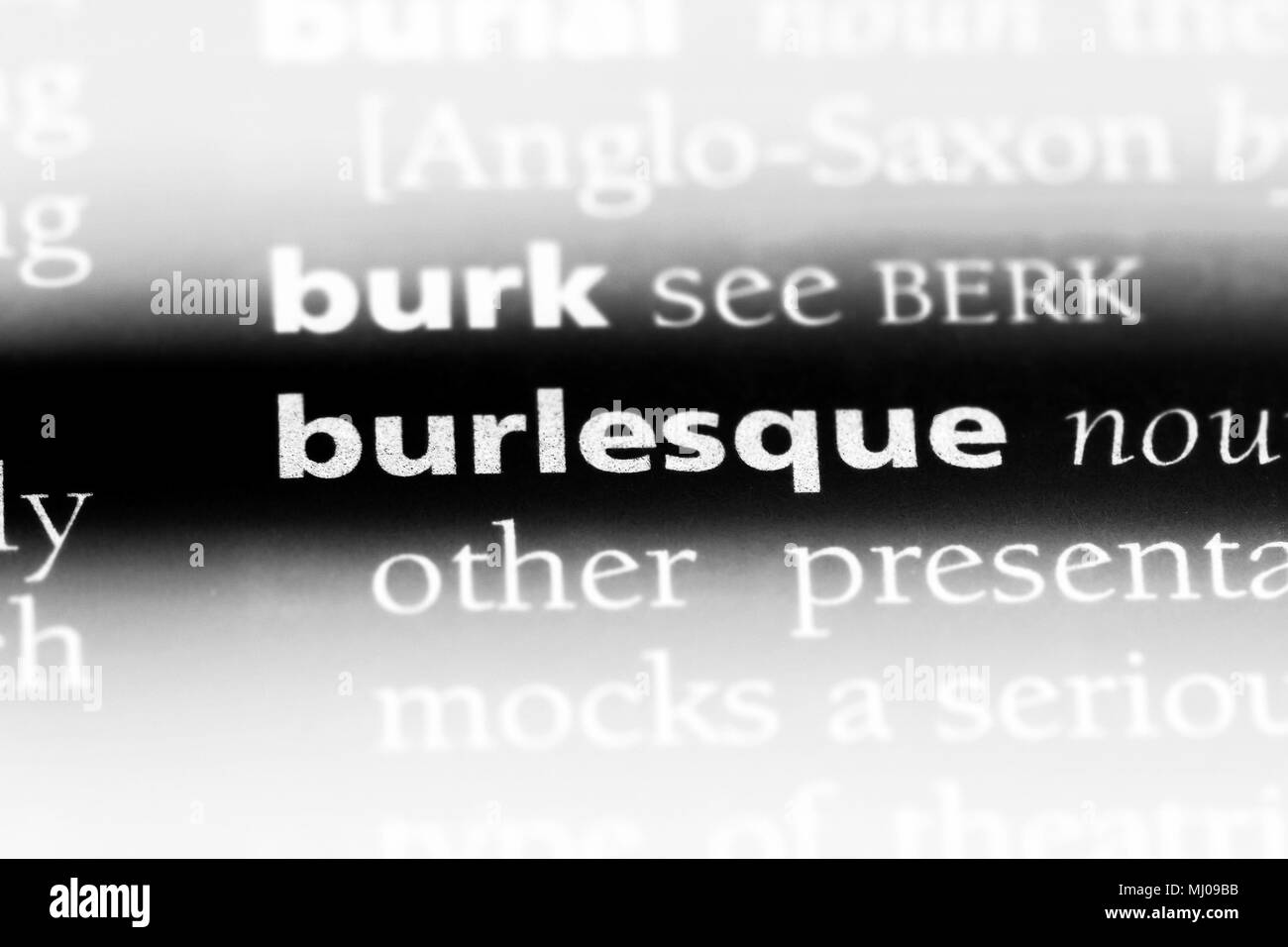 burlesque word in a dictionary. burlesque concept Stock Photo - Alamy